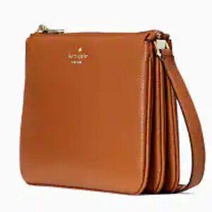 Kate Spade Crossbody Handbag Purse Camel Leather Triple Gusset